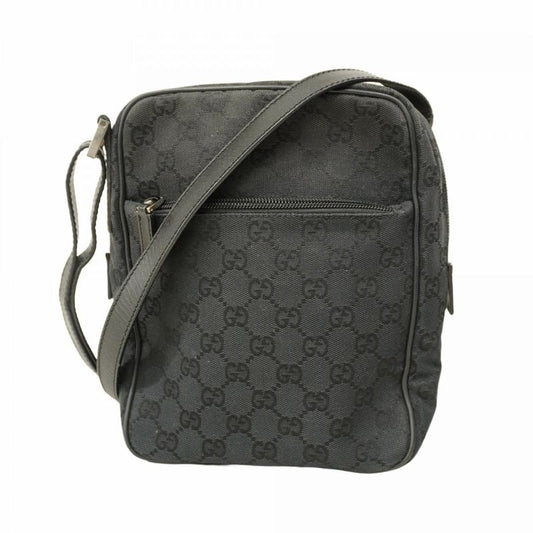 Gucci Shoulder Bag GG Canvas 018 1612 Canvas Black Silver Hardware Women