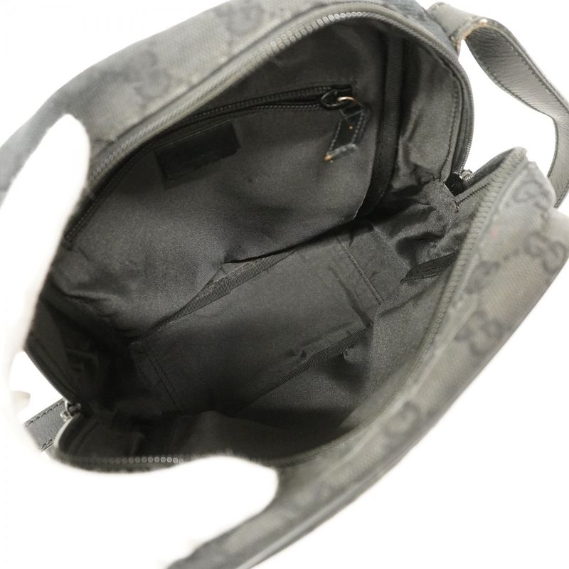 Gucci Shoulder Bag GG Canvas 018 1612 Canvas Black Silver Hardware Women
