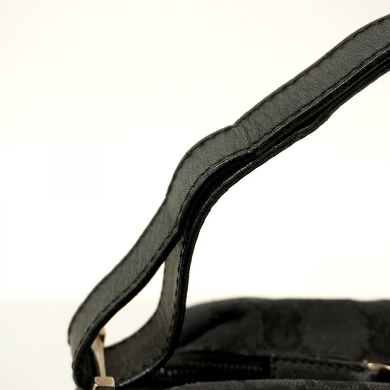 Gucci Shoulder Bag GG Canvas 018 1612 Canvas Black Silver Hardware Women