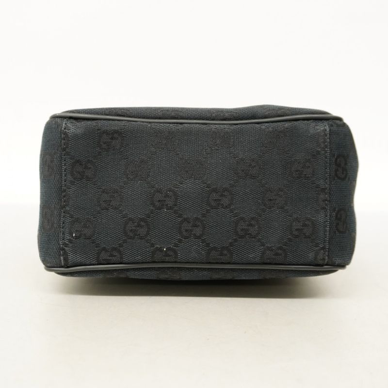 Gucci Shoulder Bag GG Canvas 018 1612 Canvas Black Silver Hardware Women