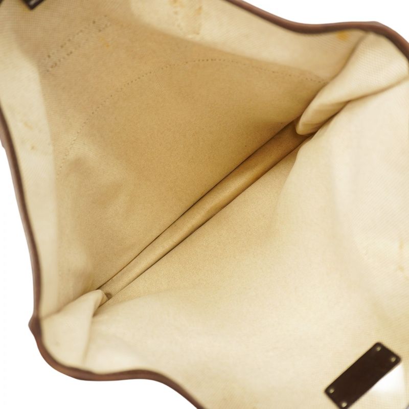 Hermes Tote Bag Sac Jumping Cabas Su Canvas Brown Silver Hardware □K Engraved