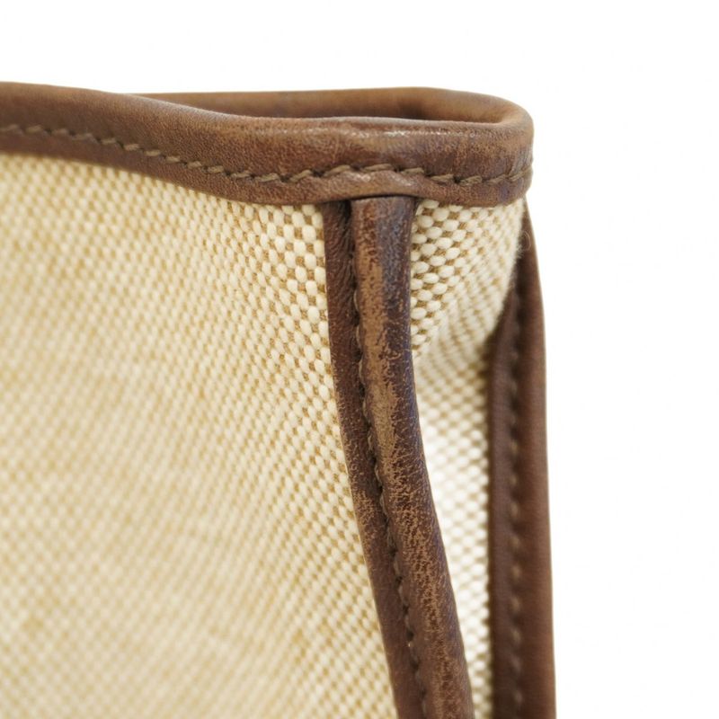 Hermes Tote Bag Sac Jumping Cabas Su Canvas Brown Silver Hardware □K Engraved