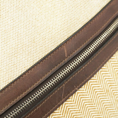 Hermes Tote Bag Sac Jumping Cabas Su Canvas Brown Silver Hardware □K Engraved