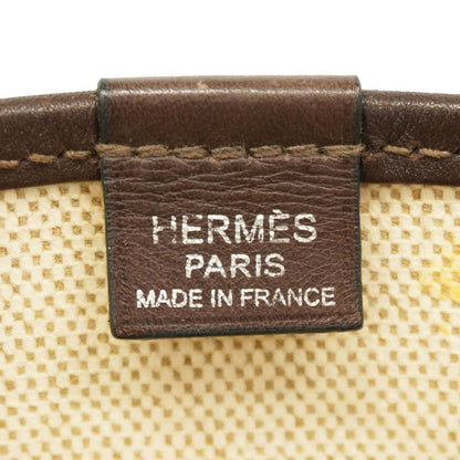 Hermes Tote Bag Sac Jumping Cabas Su Canvas Brown Silver Hardware □K Engraved