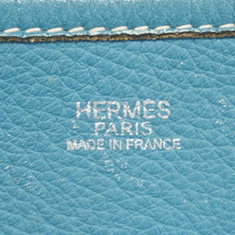 Hermes Shoulder Bag Evelyn 2PM Taurillon Clemence Blue Jean Silver Hardware □I