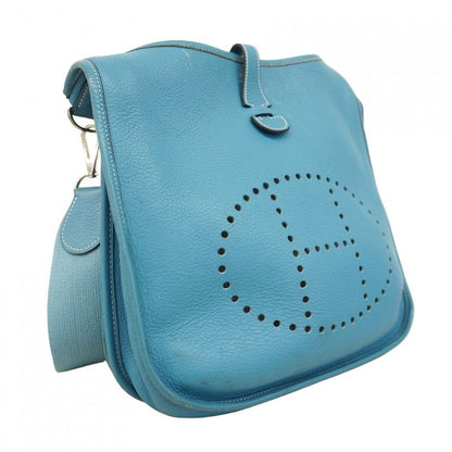 Hermes Shoulder Bag Evelyn 2PM Taurillon Clemence Blue Jean Silver Hardware □I