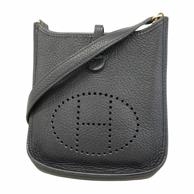 Hermes Shoulder Bag Evelyn TPM Taurillon Clemence Blue Indigo Gold Hardware □G