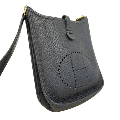 Hermes Shoulder Bag Evelyn TPM Taurillon Clemence Blue Indigo Gold Hardware □G