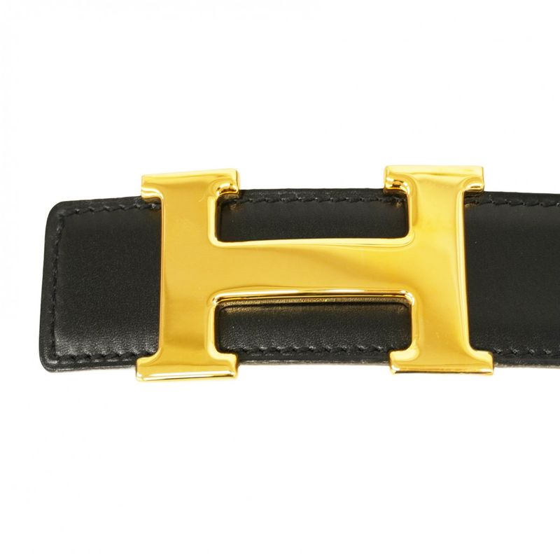 Hermes Belt Constance Belt Courchevel Box Calf Black Gold Hardware 002 Engraved