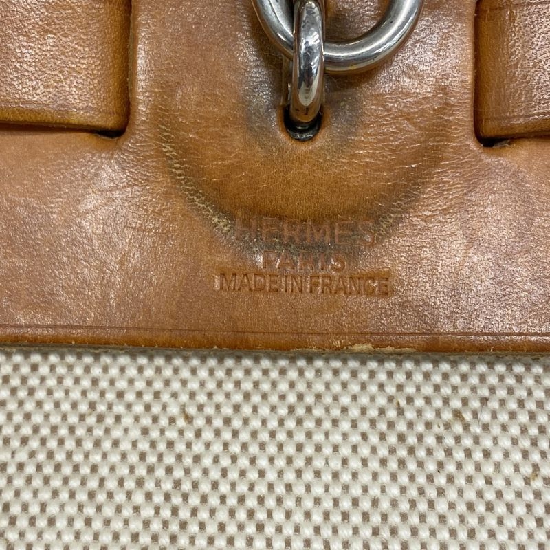 Hermes Handbag Herbag Her Bag MM Toile Ash Beige Silver Hardware □C Engraved