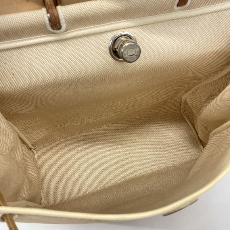 Hermes Handbag Herbag Her Bag MM Toile Ash Beige Silver Hardware □C Engraved