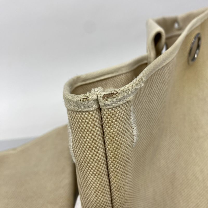 Hermes Handbag Herbag Her Bag MM Toile Ash Beige Silver Hardware □C Engraved