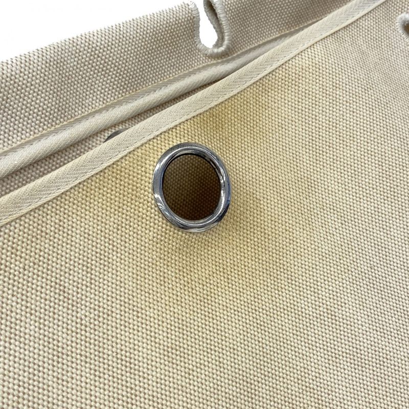 Hermes Handbag Herbag Her Bag MM Toile Ash Beige Silver Hardware □C Engraved