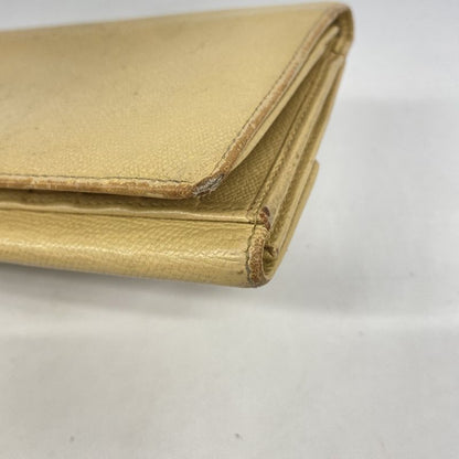 Chanel Long Wallet Coco Button Leather Beige Gold Hardware Women