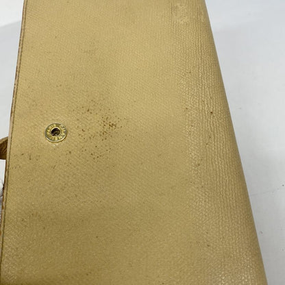 Chanel Long Wallet Coco Button Leather Beige Gold Hardware Women