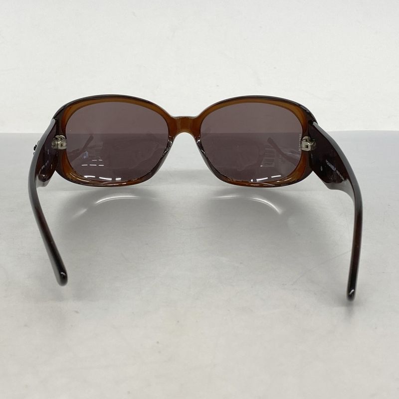 Chanel Sunglasses Camellia 5113 Plastic Brown Silver Hardware Women