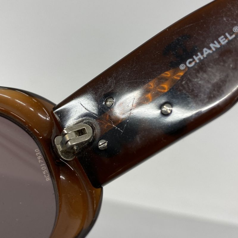 Chanel Sunglasses Camellia 5113 Plastic Brown Silver Hardware Women