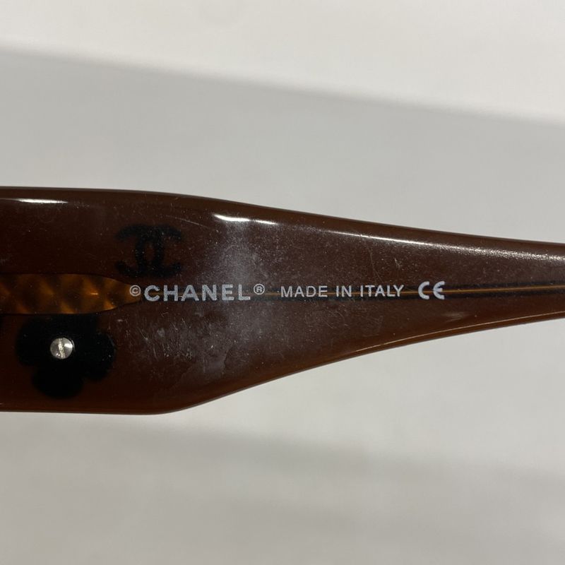 Chanel Sunglasses Camellia 5113 Plastic Brown Silver Hardware Women