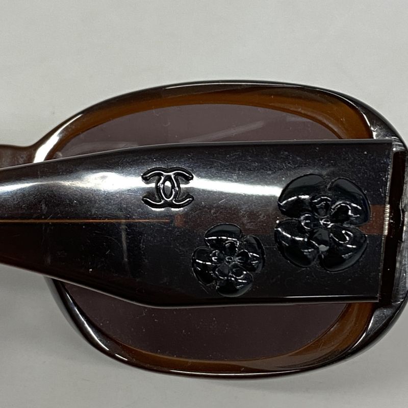 Chanel Sunglasses Camellia 5113 Plastic Brown Silver Hardware Women
