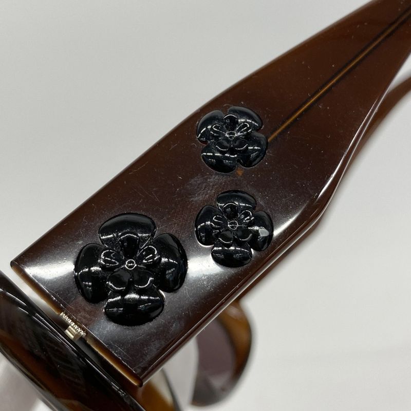 Chanel Sunglasses Camellia 5113 Plastic Brown Silver Hardware Women