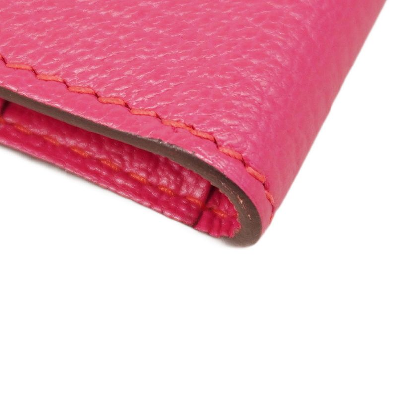 Hermes Trifold Wallet Kelly Wallet Compact Chevre Misol Rose Dilien Silver