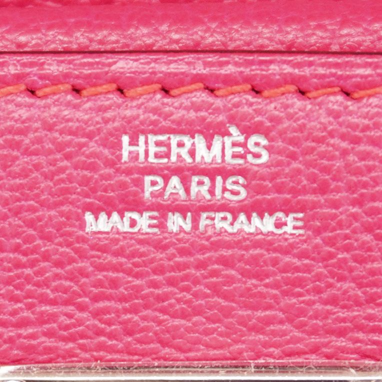 Hermes Trifold Wallet Kelly Wallet Compact Chevre Misol Rose Dilien Silver