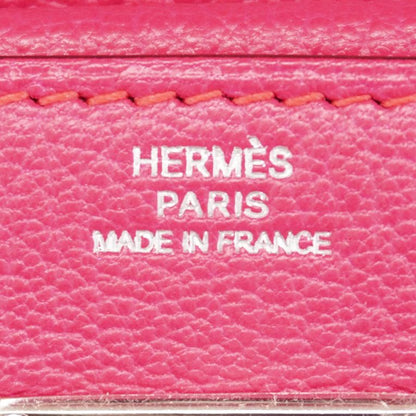 Hermes Trifold Wallet Kelly Wallet Compact Chevre Misol Rose Dilien Silver
