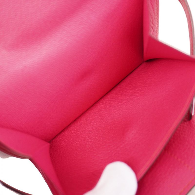 Hermes Trifold Wallet Kelly Wallet Compact Chevre Misol Rose Dilien Silver