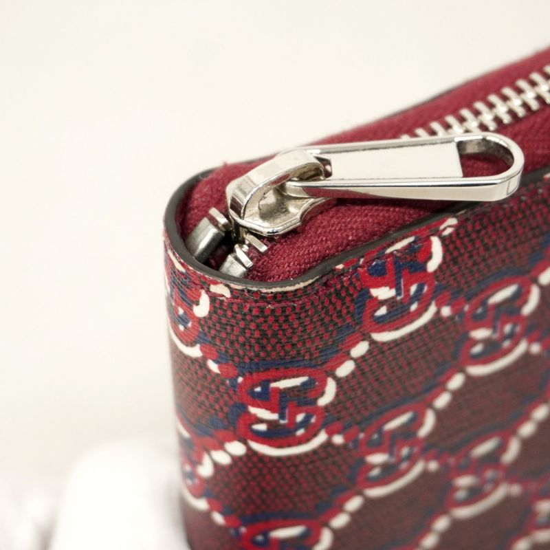 Gucci Coin Case GG Shadow 802024 PVC Bordeaux Silver Hardware Men Women Unisex