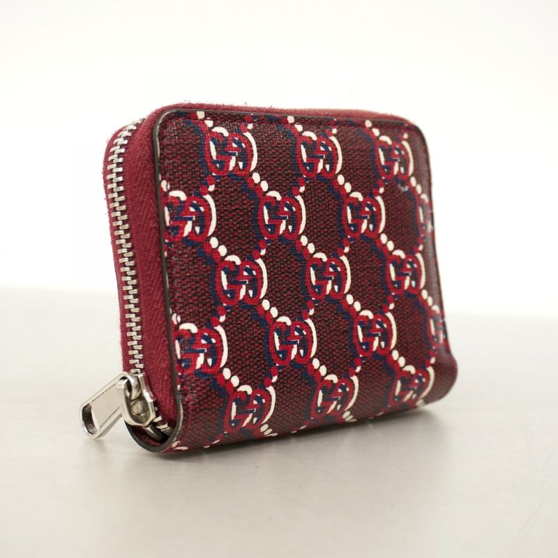 Gucci Coin Case GG Shadow 802024 PVC Bordeaux Silver Hardware Men Women Unisex