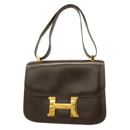 Hermes Shoulder Bag Constance 23 Box Calf Brown Gold Hardware 〇H Engraved Ladies