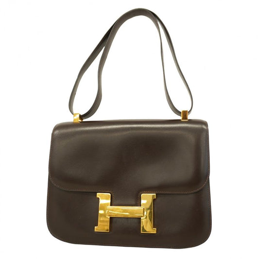 Hermes Shoulder Bag Constance 23 Box Calf Brown Gold Hardware 〇H Engraved Ladies