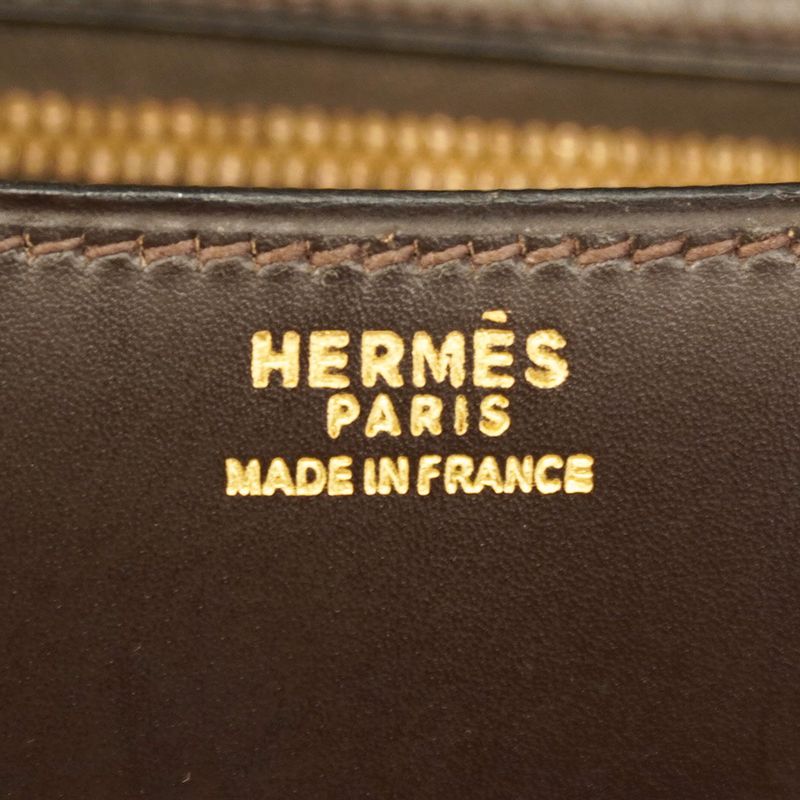 Hermes Shoulder Bag Constance 23 Box Calf Brown Gold Hardware 〇H Engraved Ladies