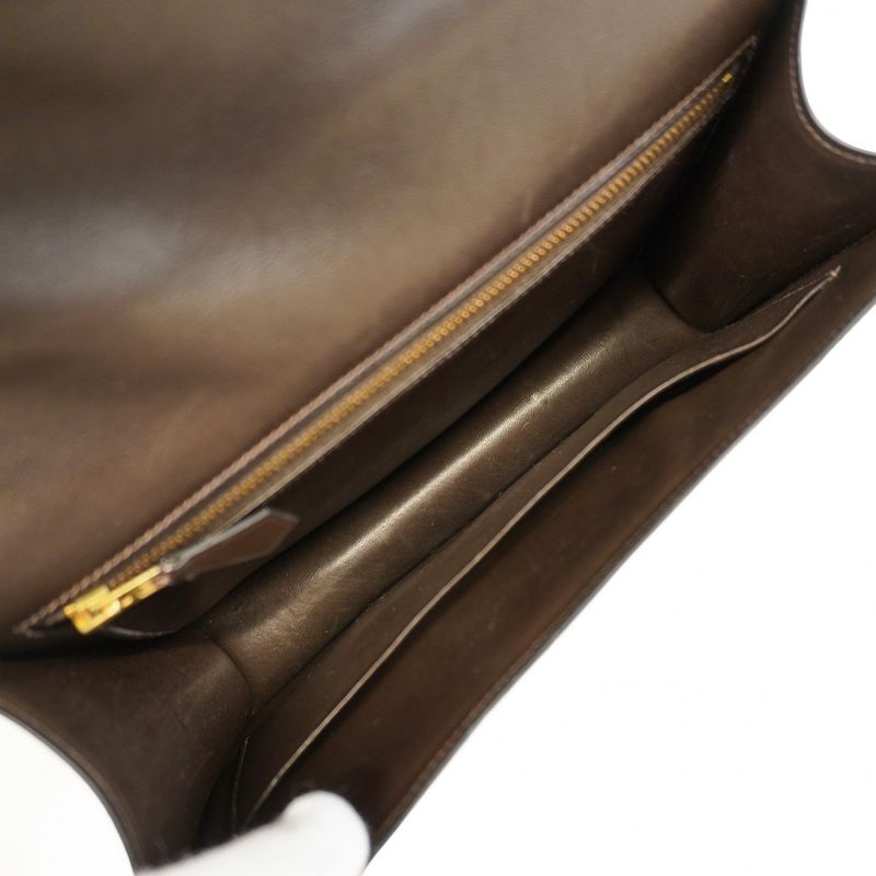 Hermes Shoulder Bag Constance 23 Box Calf Brown Gold Hardware 〇H Engraved Ladies