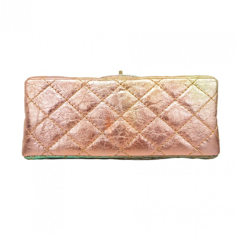 Chanel Shoulder Bag 2.55 Metallic Leather Multicolor Chien Pan Gold Hardware