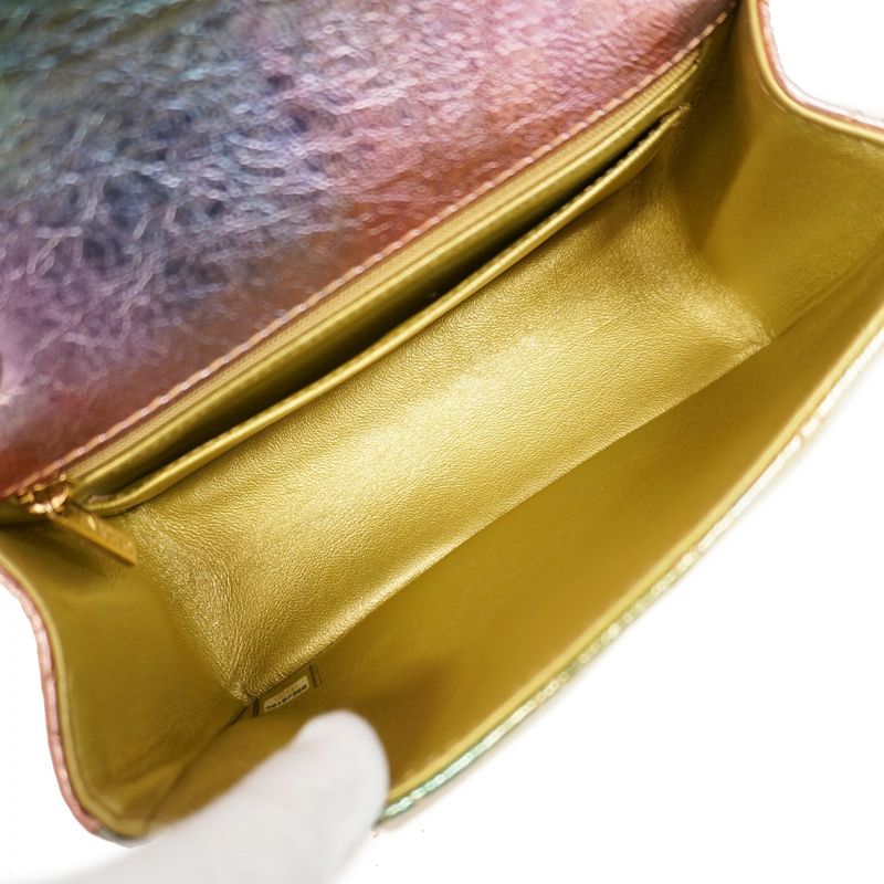 Chanel Shoulder Bag 2.55 Metallic Leather Multicolor Chien Pan Gold Hardware