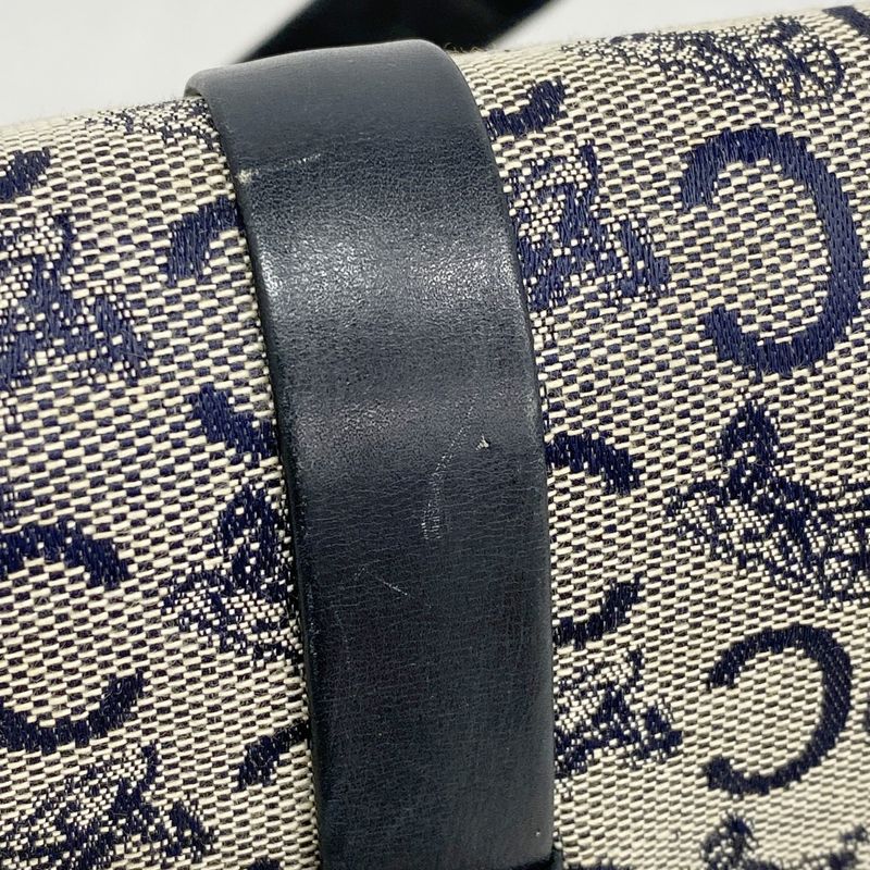 Celine Shoulder Bag C Macadam Carriage Hardware Canvas Navy Gold Hardware Women