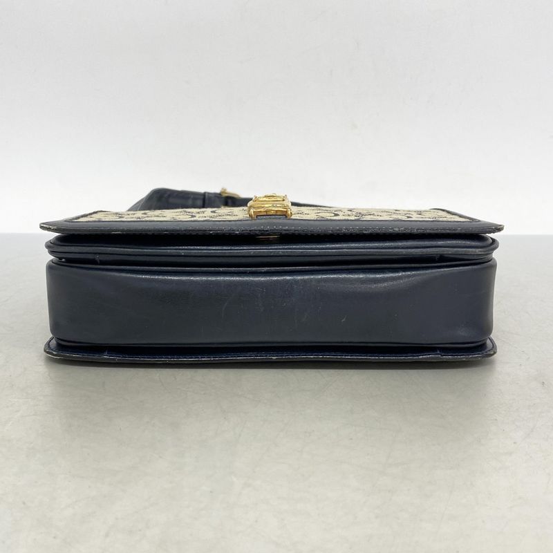 Celine Shoulder Bag C Macadam Carriage Hardware Canvas Navy Gold Hardware Women