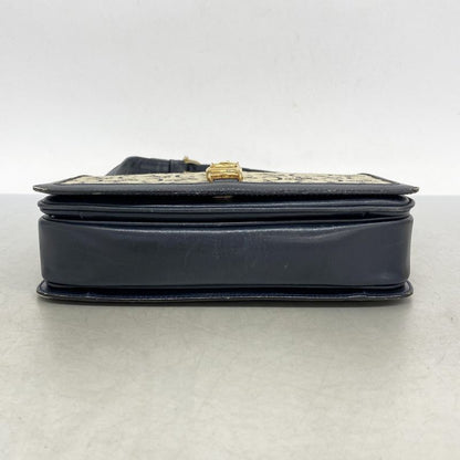 Celine Shoulder Bag C Macadam Carriage Hardware Canvas Navy Gold Hardware Women