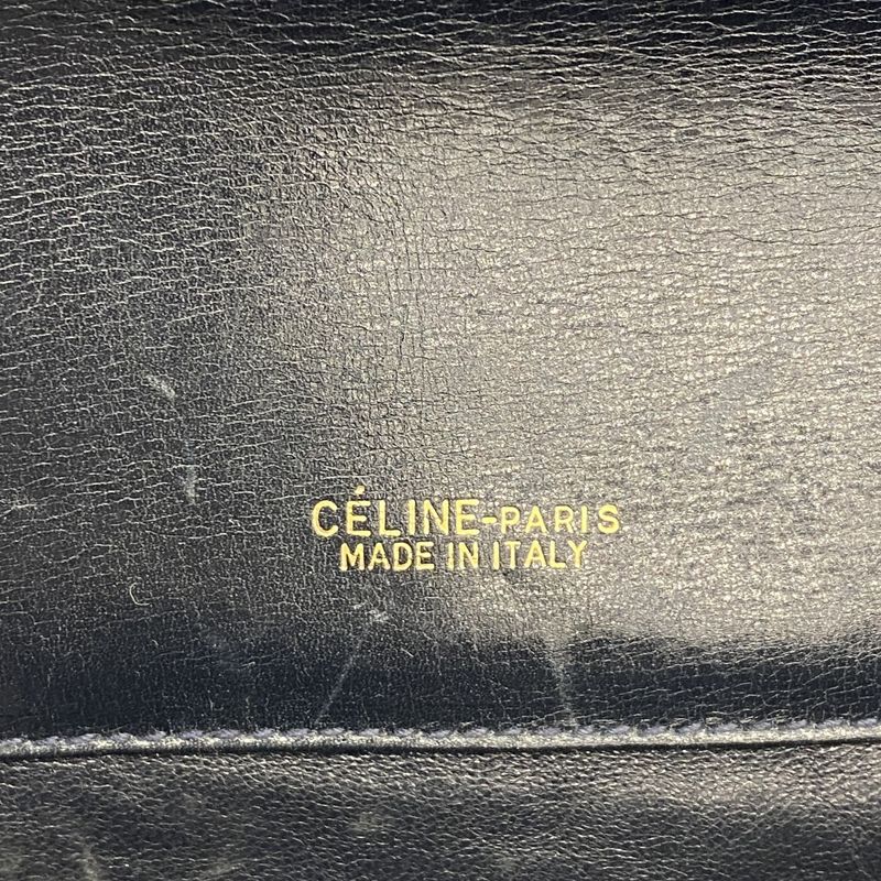 Celine Shoulder Bag C Macadam Carriage Hardware Canvas Navy Gold Hardware Women