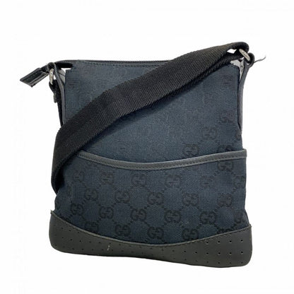 Gucci Shoulder Bag GG Canvas 147671 Canvas Black Silver Hardware Women