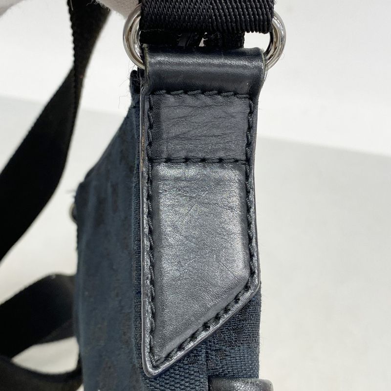 Gucci Shoulder Bag GG Canvas 147671 Canvas Black Silver Hardware Women