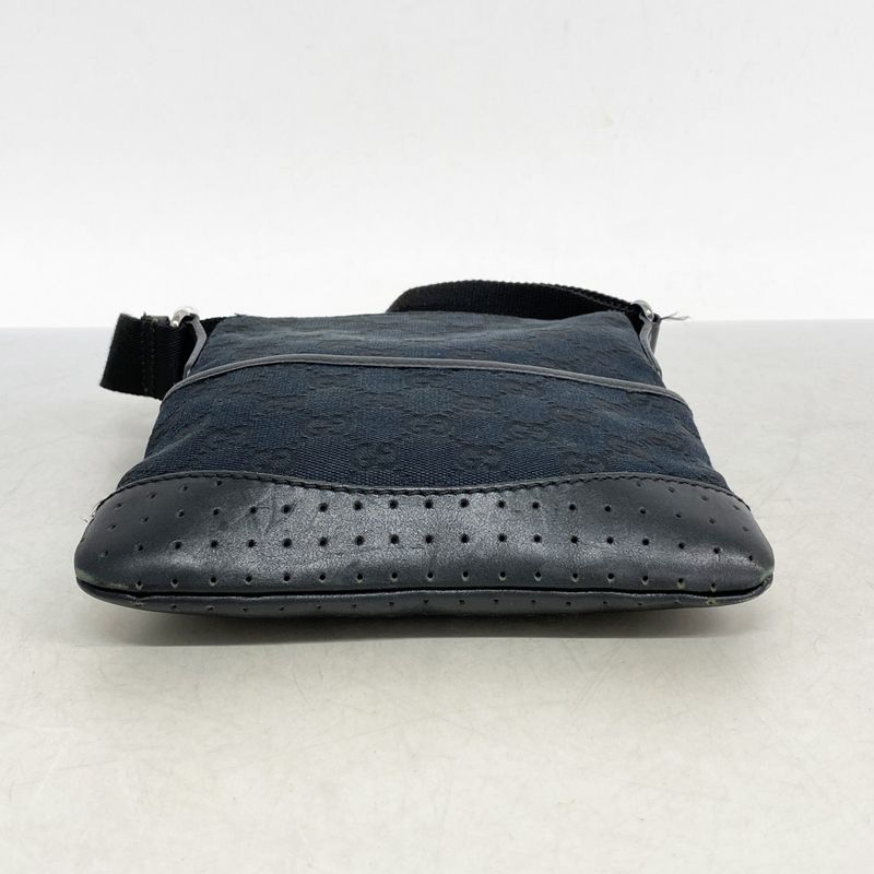 Gucci Shoulder Bag GG Canvas 147671 Canvas Black Silver Hardware Women