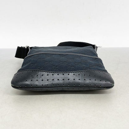 Gucci Shoulder Bag GG Canvas 147671 Canvas Black Silver Hardware Women