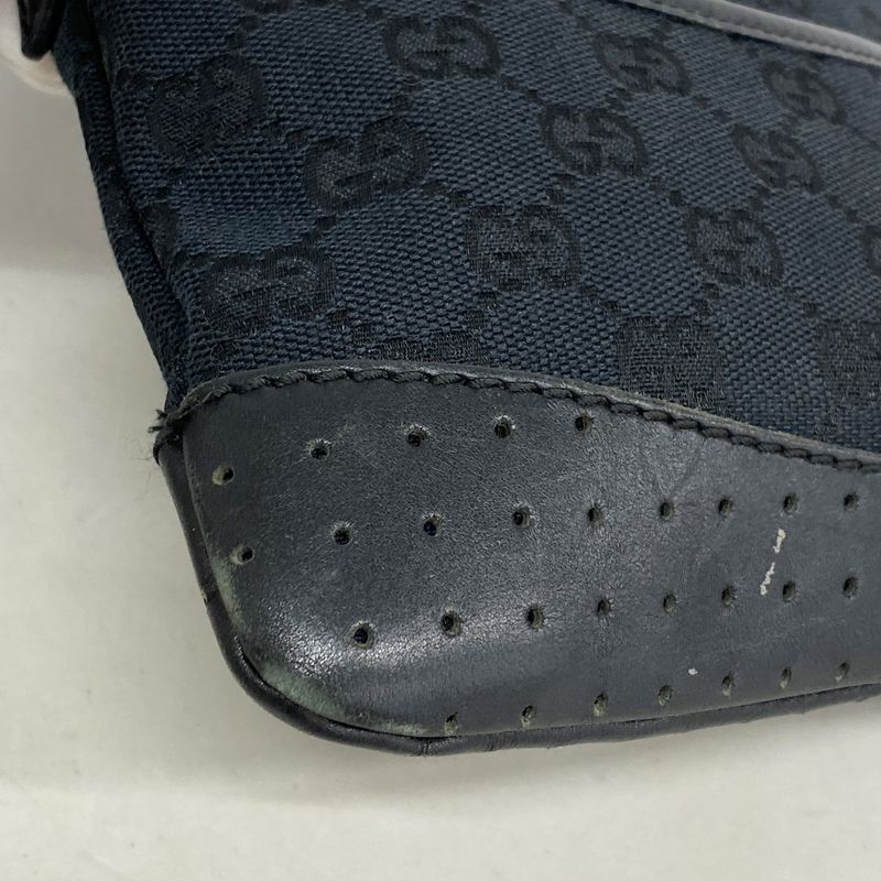 Gucci Shoulder Bag GG Canvas 147671 Canvas Black Silver Hardware Women