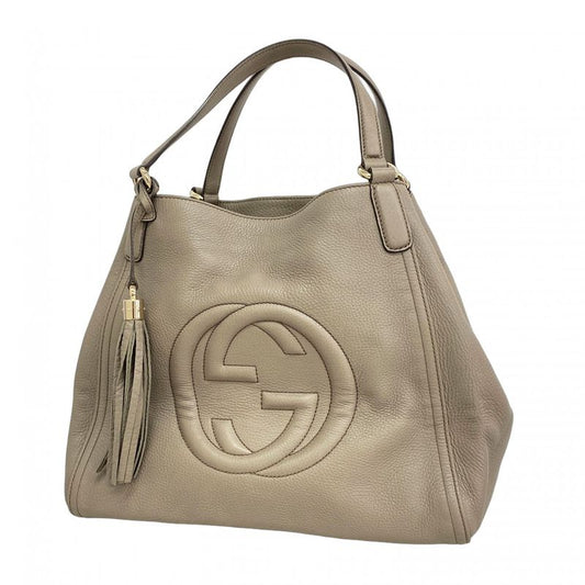 Gucci Tote Bag Soho 282309 Leather Grey Chien Pan Gold Hardware Women's