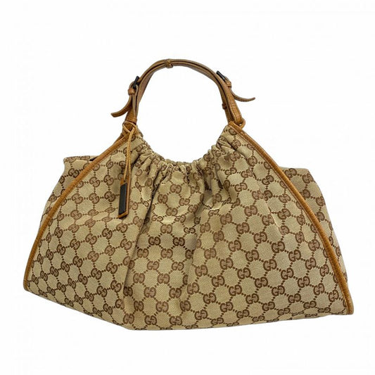 Gucci Handbag GG Canvas 76554 Canvas Brown Silver Hardware Women