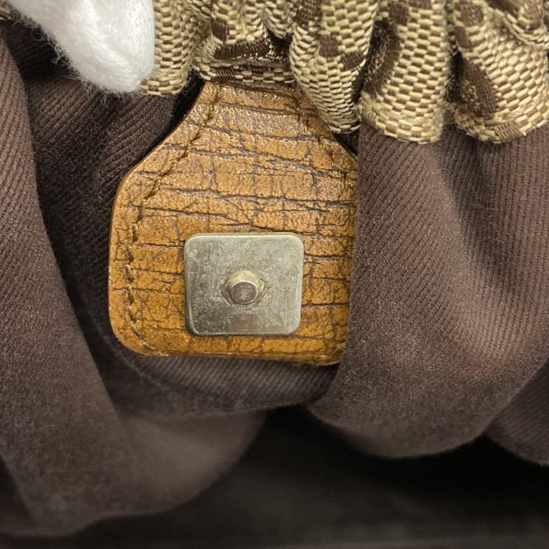 Gucci Handbag GG Canvas 76554 Canvas Brown Silver Hardware Women