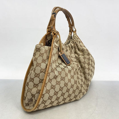 Gucci Handbag GG Canvas 76554 Canvas Brown Silver Hardware Women