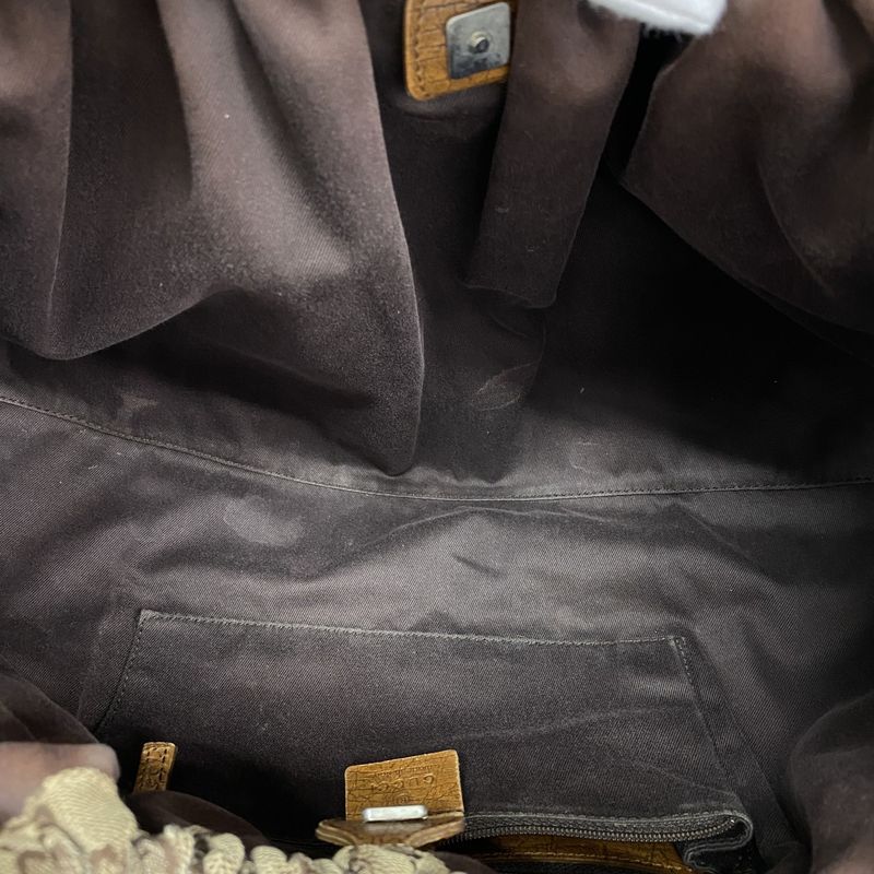 Gucci Handbag GG Canvas 76554 Canvas Brown Silver Hardware Women